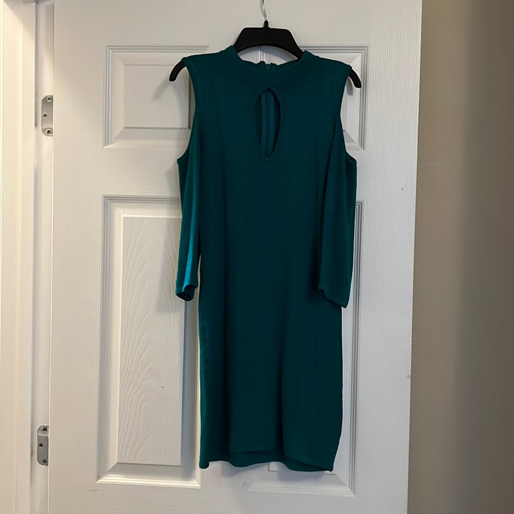 Bebe size M green sweater off the shoulder dress.